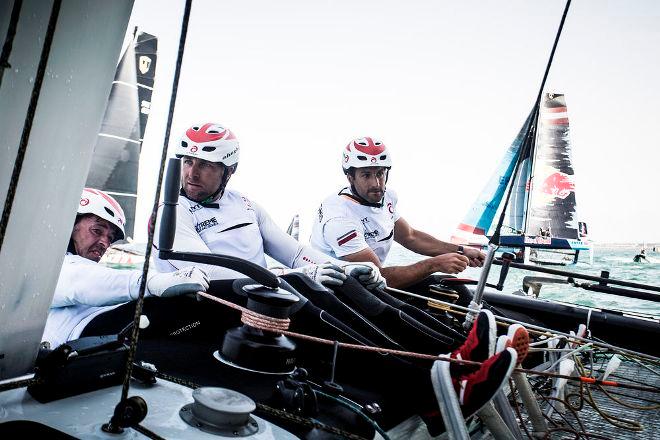 Onboard with Alinghi, who secured their first race win of the Act today in race 12 – Extreme Sailing Series © Lloyd Images http://lloydimagesgallery.photoshelter.com/